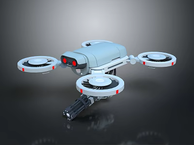 Professional Drone Equipment With Four Propellers Red Sensor And Mechanical Arm 3d model