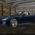 Blue Luxury Sports Car In Modern Indoor Showroom With Large Windows