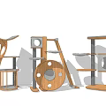 Modern Wooden Cat Tree with Multiple Levels and Scratching Posts for Pets 3d model
