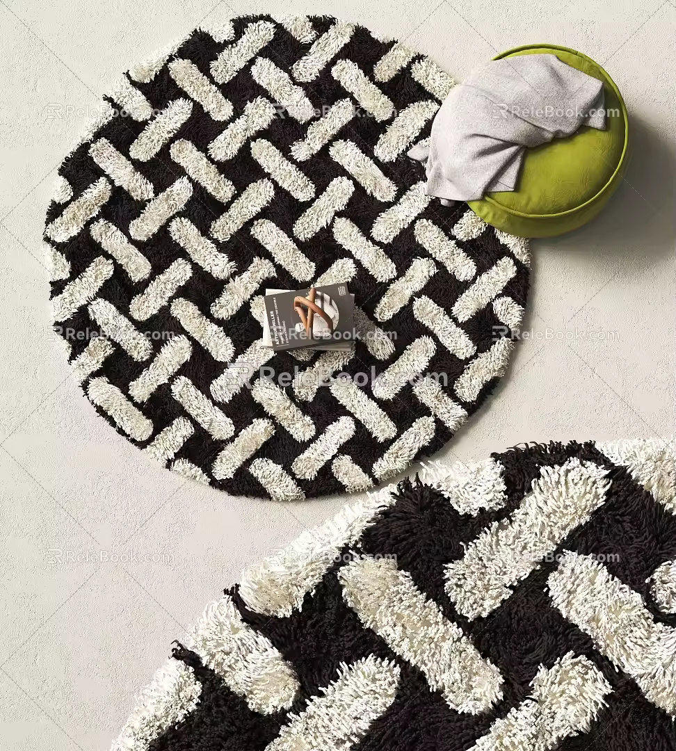 Modern Round Carpet Decorative Ornaments Plush Carpet 3d model