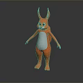 Orange Long Ears Game And Movie Character With White Belly Standing Pose