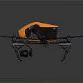 Professional Orange And Black Quadcopter Drone With High Definition Camera 3d model