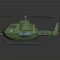 Green Military Helicopter 3D Model With Propellers And Machine Gun Details