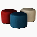 Modern Fabric Round Ottomans in Blue Beige and Red Colors for Living Room Decor