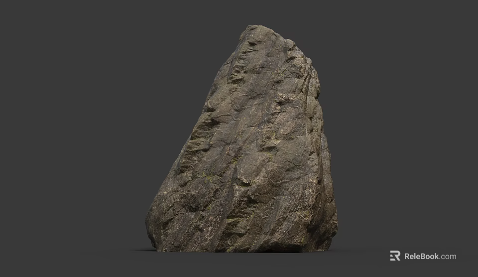 Single Natural Stone Rock With Detailed Surface Texture On Gray Background 3d model 