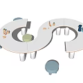 Modern Children's Table and Chair Reading Table Children's Stool 3d model