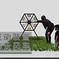 Interactive Area With Music Windmill Interactive Device For Adult And Child Interaction 3d model