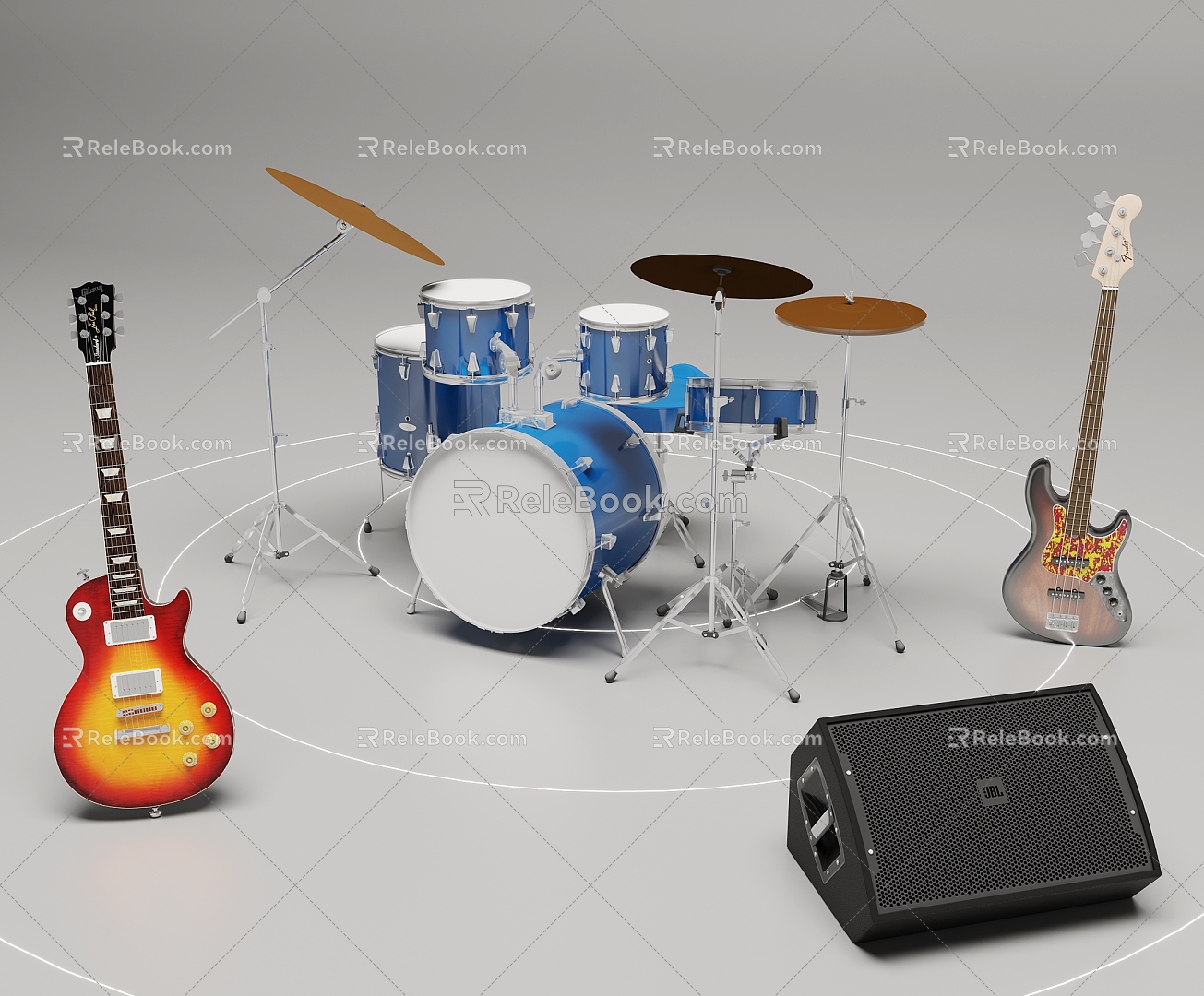 Musical Instrument Drums Guitar 3d model