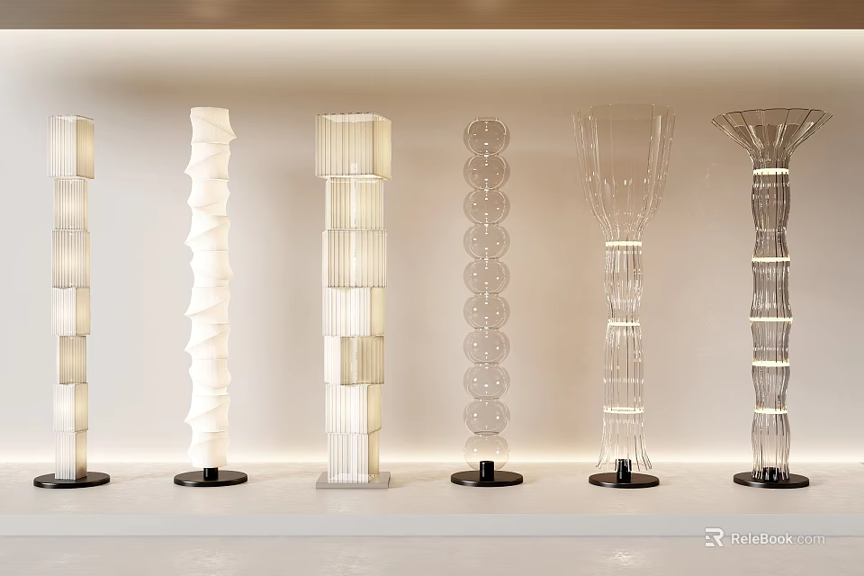 Various Stylish Floor Lamps With Unique Modern Designs And Decor 3d model 