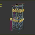 Wooden Hunting Observation Tower With Multi Level Platforms Ladder And Elevated Structure 3d model