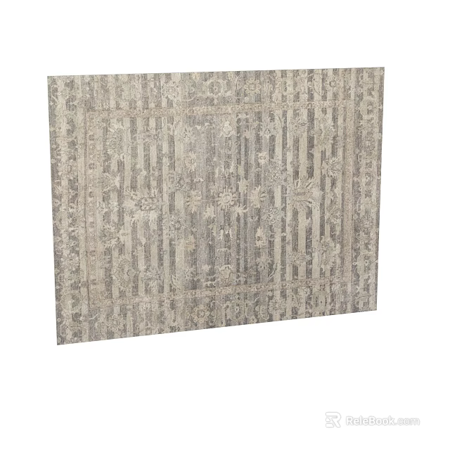 Square Area Rug With Intricate Gray Patterns For Traditional Home Decor 3d model