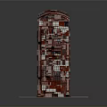 Red And Pink Block Composed Tower Structure On Square Platform Base