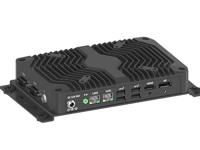 Compact Industrial PC With Cooling Fin Design And Multiple USB HDMI LAN Ports 3d model