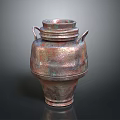 Hand Carved Copper Vase With Hammered Texture And Double Handles
