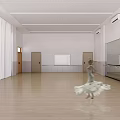 Stylish Shoe Bench In Dance Studio With Mirrors And Wooden Floor