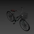 Game Movie Character's Vintage Green Bicycle With Brown Seat Metal Basket And Large Wheels