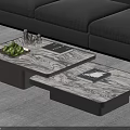 Modern Staggered Double Layer Marble Top Coffee Table For Stylish Contemporary Living Room Interior