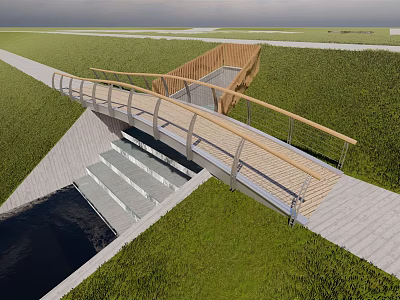 Modern Bridge Characteristic Landscape Bridge 3d model