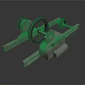 Rustic Iron Weapon With Spoked Wheels And Metal Frame Mechanical Design