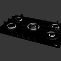 Modern Black Glass Gas Hob With Multiple Burners And Control Knobs Kitchen Appliance 3d model
