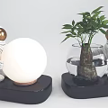 Astronaut Ornament Decoration Set With Globe Lamp Glass Vase And Green Plant