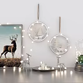 Christmas Decorations With Deer Wall Art Circular Ornaments And String Lights