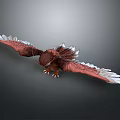 Majestic Eagle With Spreading Wings And Red White Feathers On Gray Background