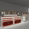 ShengAn Gold Jewelry Store Interior With White Red Display Counters And Lighting