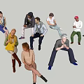 Characters sit 3d model