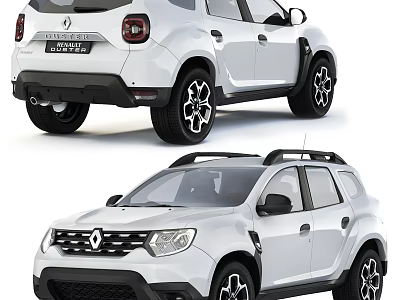 White Renault SUV Exterior Design With Roof Rack And Black Wheels 3d model