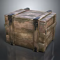 Rustic Wooden Storage Box With Metal Straps And Secure Clasp Design 3d model