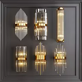 Elegant Modern Wall Mounted Lighting Fixture Set With Crystal Glass And Gold Accents