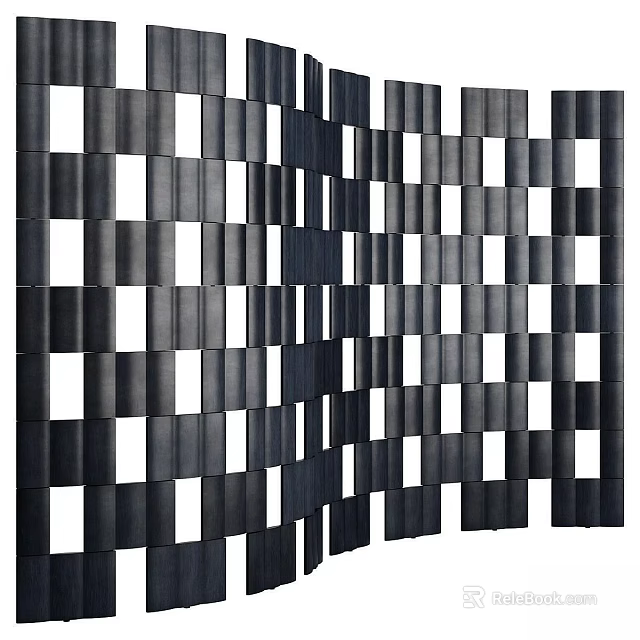 Modern Black And White Grid Partition For Interior Space Division With Panel Design 3d model