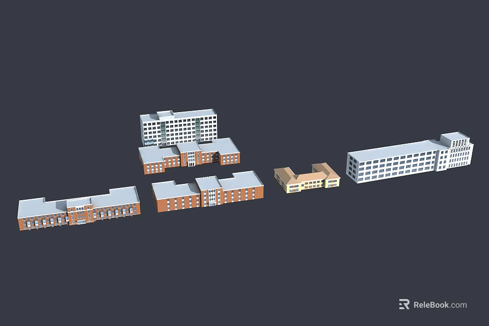 Diverse Building Models Featuring Different Colors Heights And Architectural Designs 3d model 