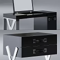 Stylish Modern Chest of Drawers in White Black with Metal Legs Mirror and Storage