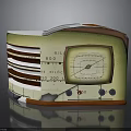 Vintage Radio Design With Green And Red Case Dial Knobs And Frequency Scale