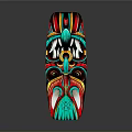 Colorful Traditional Decorative Weapon With Intricate Facial Patterns And Artistic Design