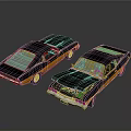 Two Classic Vintage Cars With Retro Design And Shiny Black Orange Finish