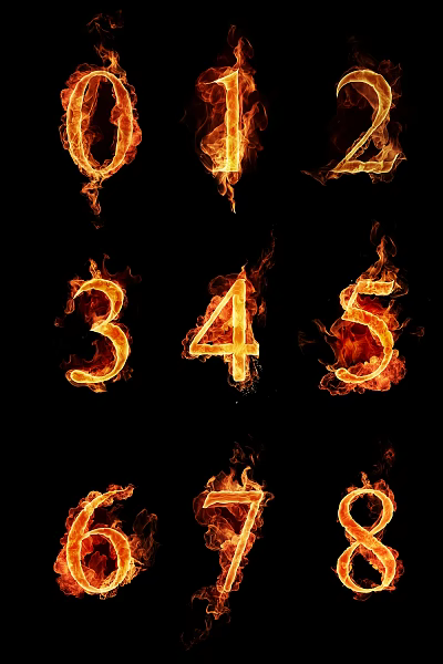 Flame Number Decorative Pendant With Fiery Design On Black Background Surface 3d model