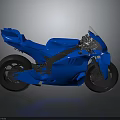 Blue Sport Motorcycle With Sleek Body Design On Grey Background