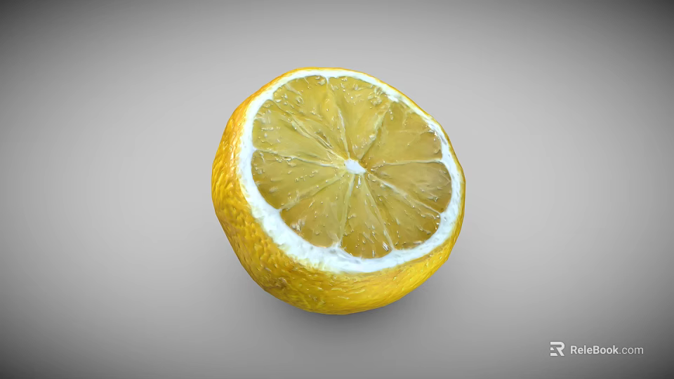 Fresh Sliced Lemon With Juicy Yellow Pulp And Cross Section View 3d model 