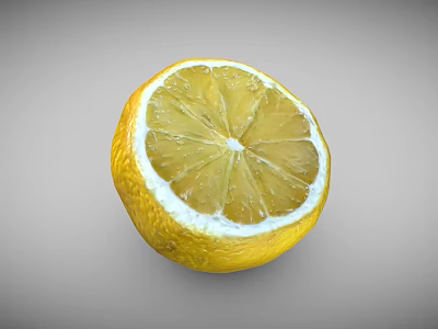 Fresh Sliced Lemon With Juicy Yellow Pulp And Cross Section View 3d model