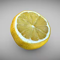 Fresh Sliced Lemon With Juicy Yellow Pulp And Cross Section View
