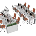 Ergonomic Office Chairs In Modern Workspace With Desks Computers And Green Plants