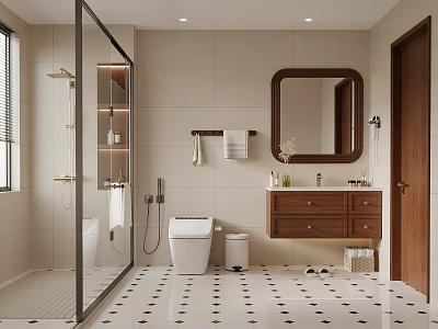 02 Toilet Antique Home Toilet Bathroom Cabinet Toilet Shower 3d model