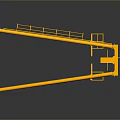 Sturdy Yellow Industrial Crane Structure With Horizontal Beam Supports And Reflective Surface