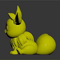 Eevee Pokémon 3D Model Figure in Sitting Pose With Large Ears And White Collar 3d model