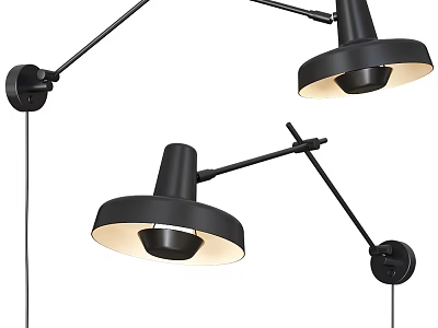 Modern Black Wall Lamps with Adjustable Arms Metal Finish Indoor Lighting Soft Glow 3d model