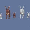 Cute Rabbits in Various Colors and Different Sizes Standing Together in Group