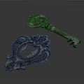 Vintage Metal Skeleton Key With Ornate Keyhole Cover And Antique Design Details